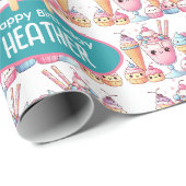 Niedliches Personalisiertes IcePop Sommer Geburtst Geschenkpapier (Rolleneckpunkt)