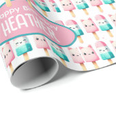 Niedliches Personalisiertes IcePop Sommer Geburtst Geschenkpapier (Rolleneckpunkt)
