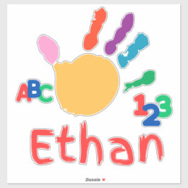 Niedliches Personalisiertes Kid's ABC Handfarbe 12 Aufkleber