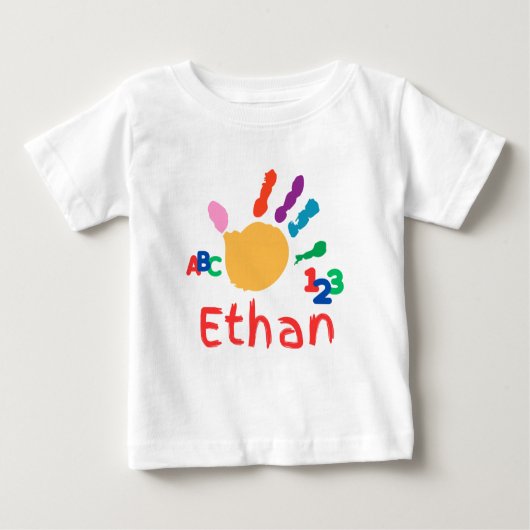Niedliches Personalisiertes Kid's ABC Handfarbe 12 Baby T-shirt (Vorderseite)