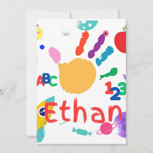 Niedliches Personalisiertes Kid's ABC Handfarbe 12 Einladung
