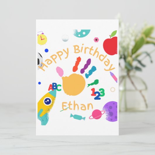 Niedliches Personalisiertes Kid's ABC Handfarbe 12 Einladung (Stehend Vorderseite)