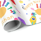 Niedliches Personalisiertes Kid's ABC Handfarbe 12 Geschenkpapier (Rolleneckpunkt)