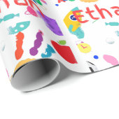 Niedliches Personalisiertes Kid's ABC Handfarbe 12 Geschenkpapier (Rolleneckpunkt)