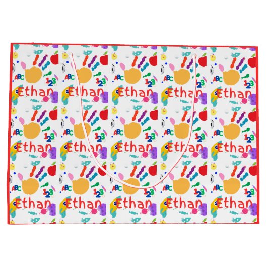 Niedliches Personalisiertes Kid's ABC Handfarbe 12 Große Geschenktüte (Rückseite)