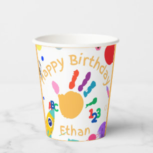 Niedliches Personalisiertes Kid's ABC Handfarbe 12 Pappbecher