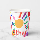 Niedliches Personalisiertes Kid's ABC Handfarbe 12 Pappbecher (Rückseite)