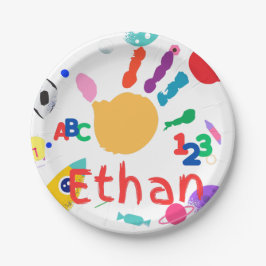 Niedliches Personalisiertes Kid's ABC Handfarbe 12 Pappteller