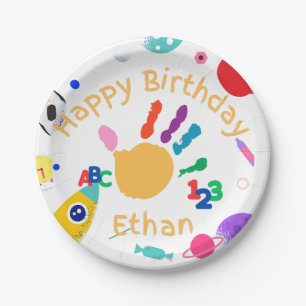 Niedliches Personalisiertes Kid's ABC Handfarbe 12 Pappteller