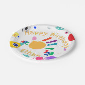 Niedliches Personalisiertes Kid's ABC Handfarbe 12 Pappteller (Schrägansicht)