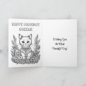 Niedliches Personalisiertes Kitten bei Blume Gebur Karte (Innenseite)