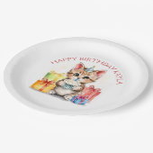 Niedliches Personalisiertes Kitten bei Geburtstags Pappteller (Schrägansicht)