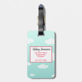 Niedliches Personalisiertes Pink Girly Boho Blume Gepäckanhänger (Rückseite vertikal)