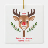 Niedliches Personalisiertes Rentier Pickleball Orn Keramikornament (Rückseite)