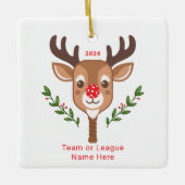 Niedliches Personalisiertes Rentier Pickleball Orn Keramikornament (Vorderseite)