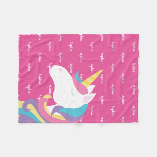 Niedliches Personalisiertes Rosa-Mädchen Fleecedecke (Vorderseite (Horizontal))