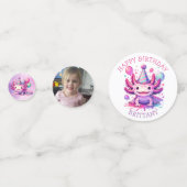 Niedliches Personalisiertes Rosa und Lila Axolotl  Konfetti (Vorderseiten)