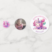 Niedliches Personalisiertes Rosa und Lila Axolotl  Konfetti (Rückseiten)