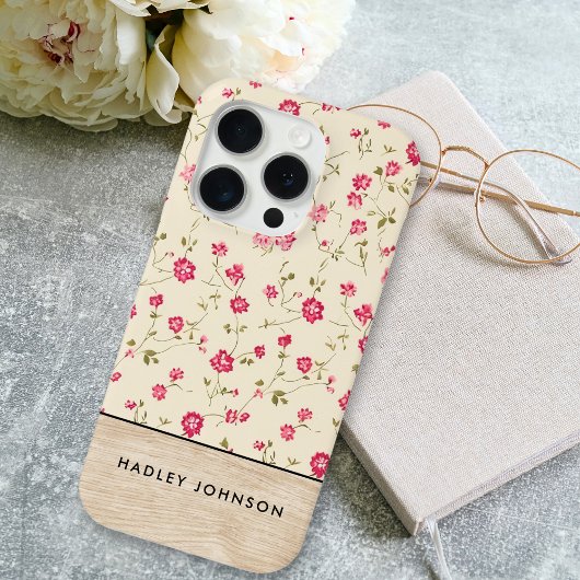 Niedliches Personalisiertes Shabby Chic Blumenholz Case-Mate iPhone Hülle