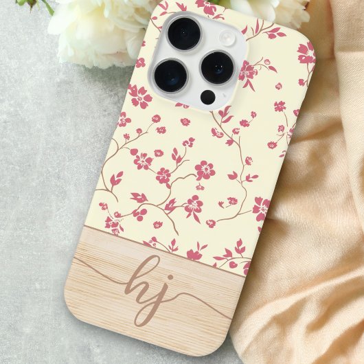Niedliches Personalisiertes Shabby Chic Blumenholz Case-Mate iPhone Hülle