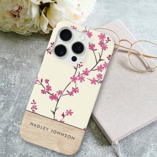 Niedliches Personalisiertes Shabby Chic Blumenholz Case-Mate iPhone Hülle