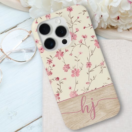 Niedliches Personalisiertes Shabby Chic Blumenholz Case-Mate iPhone Hülle
