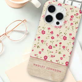 Niedliches Personalisiertes Shabby Chic Blumenholz Case-Mate iPhone Hülle