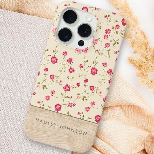 Niedliches Personalisiertes Shabby Chic Blumenholz Case-Mate iPhone Hülle