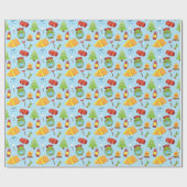 Niedliches Personalisiertes Sommercamp-Muster Geschenkpapier (Flach)