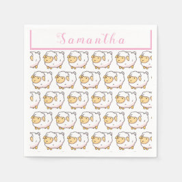 Niedliches Personalisiertes Weißschaf Serviette