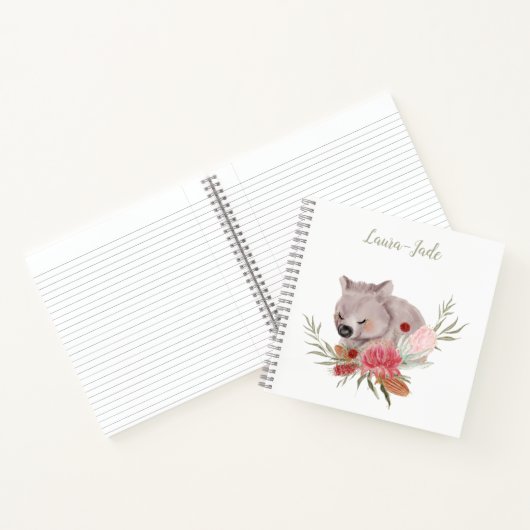 Niedliches Personalisiertes Wombat-Notebook Notizblock (Innenseite)