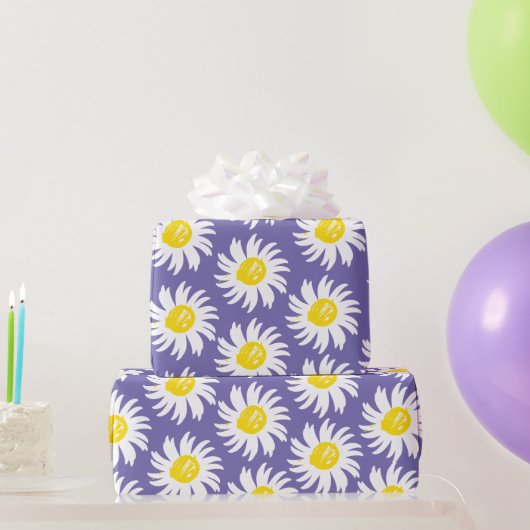Niedliches Perwinkle-Blütenmuster Federchic Geschenkpapier (Partygeschenke)