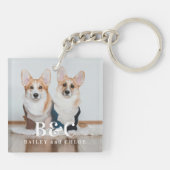 Niedliches Pet-Foto mit Monogramm Schlüsselanhänger (Rückseite)
