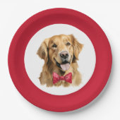 Niedliches Pet Golden Retriever Weihnachtsschild Pappteller (Vorderseite)