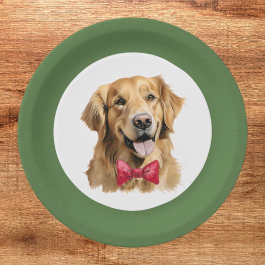 Niedliches Pet Golden Retriever Weihnachtsschild Pappteller