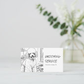 Niedliches Pet Poodle Grooming Sketch / Illustrati Visitenkarte (Stehend Vorderseite)