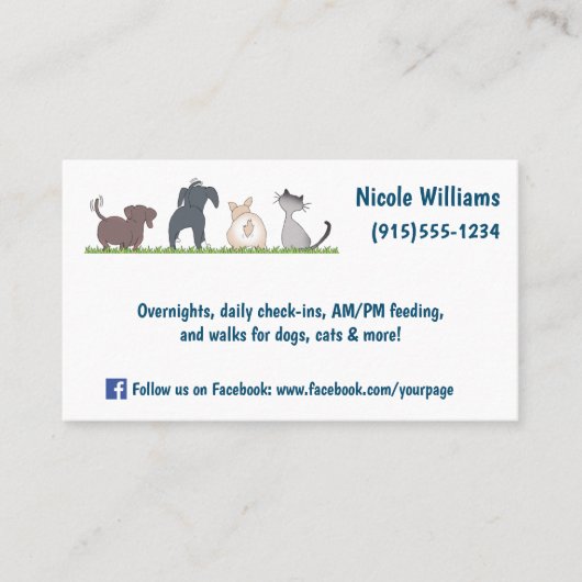 Niedliches Pet-Setting Visitenkarte (Vorderseite)