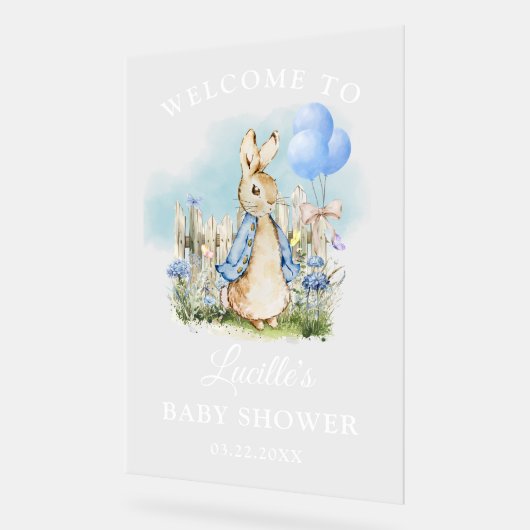 Niedliches Peter Rabbit Baby Shower Boy Akryllisch Acrylschild (Winkel)