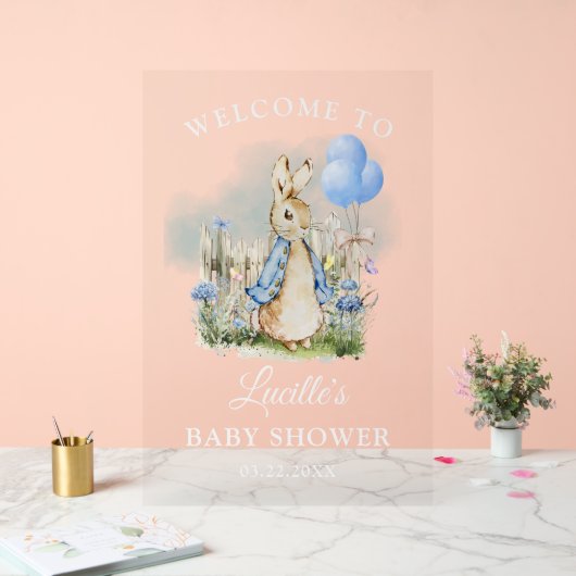 Niedliches Peter Rabbit Baby Shower Boy Akryllisch Acrylschild (Hochzeit)