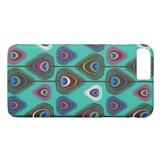 niedliches Pfauenfedermuster Case-Mate iPhone Hülle (Rückseite (Horizontal))