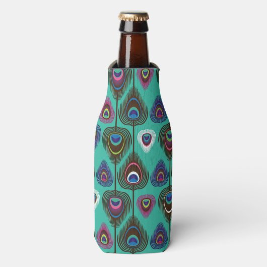 niedliches Pfauenfedermuster Flaschenkühler (Flaschenvorderseite)