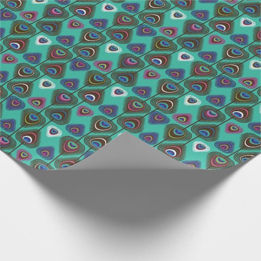 niedliches Pfauenfedermuster Geschenkpapier (Ecke)