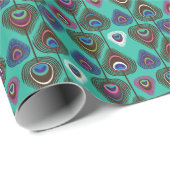 niedliches Pfauenfedermuster Geschenkpapier (Rolleneckpunkt)