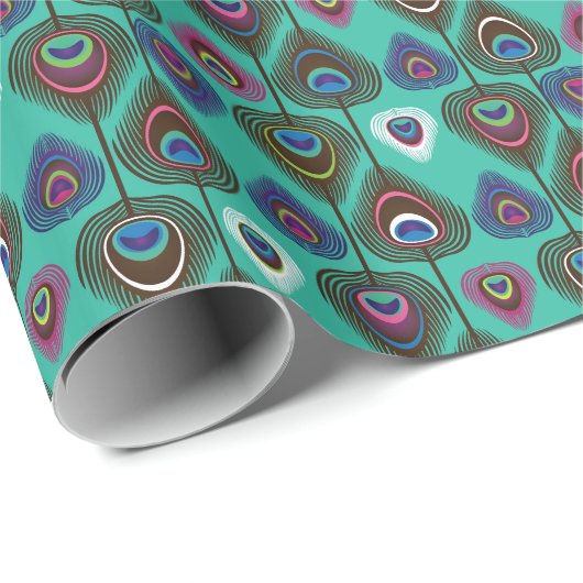 niedliches Pfauenfedermuster Geschenkpapier (Rolleneckpunkt)