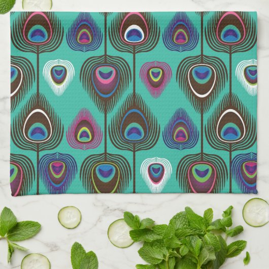 niedliches Pfauenfedermuster Geschirrtuch (Gefaltet)
