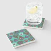 niedliches Pfauenfedermuster Steinuntersetzer (Seitenansicht)