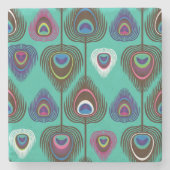 niedliches Pfauenfedermuster Steinuntersetzer (Vorderseite)