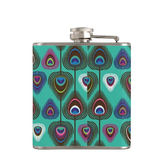 niedliches Pfaufedermuster Flachmann (Rückseite)