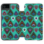 niedliches Pfaufedermuster Incipio iPhone Geldbeutel-Hülle (Folio Geöffnet)