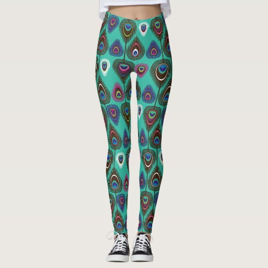 niedliches Pfaufedermuster Leggings (Vorderseite)